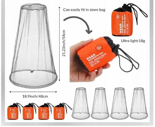 4x MOSKITIERA NA TWARZ SIATKA NA GŁOWĘ PRZECIW OWADOM NA WĘDRÓWKĘ BIWAK na Arena.pl