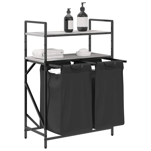 Kosz na pranie 2 przegrody z półkami, szary dąb sonoma na Arena.pl