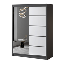 Szafa przesuwna MILAN III z lustrem 150 -CZARNY/ BIAŁY