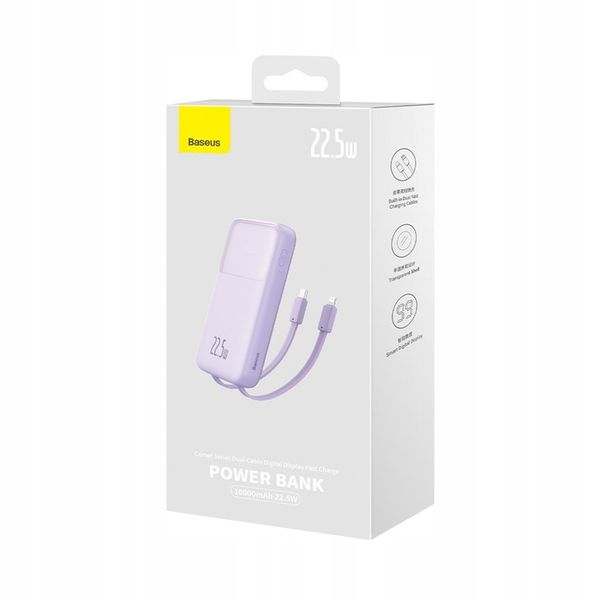 BASEUS SZYBKI POWER BANK 10000mAh 22,5W POWERBANK Z KABLAMI USB-C LIGHTNING zdjęcie 10