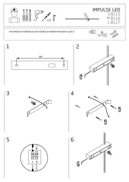 Nowoczesny kinkiet czarny IMPULSE 8115 lampa ścienna LED 6W 3000K zdjęcie 4