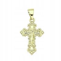 Zawieszka Pozłacana 14K Krzyżyk z Jezusem 30/15 mm
