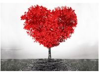 OBRAZ DRUK RED TREE OF LOVE CZERWONE DRZEWO