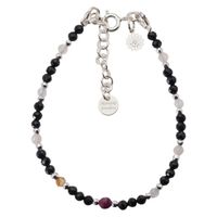 Bransoletka mix - Turmalin, cytryn, kwarc różowy, rubin i srebro