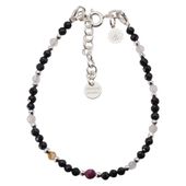 Bransoletka mix - Turmalin, cytryn, kwarc różowy, rubin i srebro