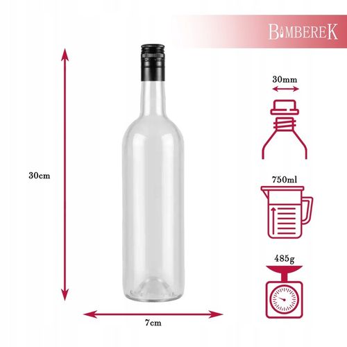 10X Butelki DO WINA 750ml BEZBARWNA butelka na wino 0,75l z zakrętką na Arena.pl