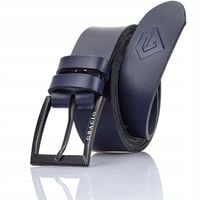 Pasek Granat Skórzany Gracio Klasyczny do SPODNI 130CM Klamra czarna