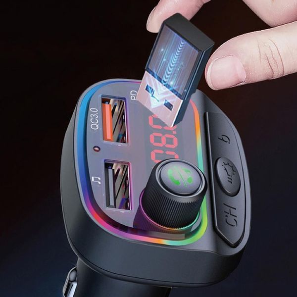 TRANSMITER BLUETOOTH FM SAMOCHODOWY SZYBKA ŁADOWARKA SAMOCHODOWA USB C PD zdjęcie 3