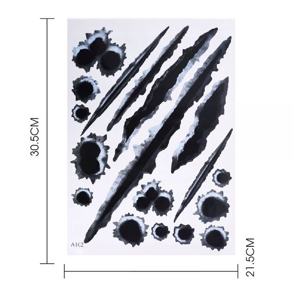 Naklejka 3D samochód dziury po kulach zadrapanie pazury auto tuning krecha zdjęcie 13