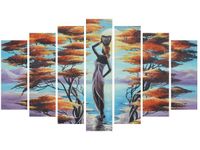 80CM 140CM OBRAZ 7 ELEM AFRYKAŃSKA DZIEWCZYNA KOSZEM ŚCIENNY