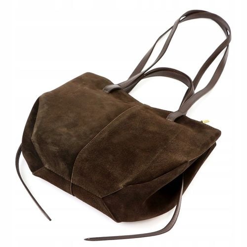 Vera Pelle torebka shopper skóra naturalna zamszowa brązowa czekoladowa na Arena.pl