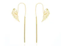 DELIKATNE SREBRNE POZŁACANE KOLCZYKI AŻUROWE SKRZYDŁA ANIOŁA SKRZYDEŁKA
