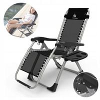 Leżak Ogrodowy Gardina Milano De Lux Czarny Solidny Regulacja Zagłówek