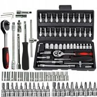 ZESTAW KLUCZY NASADOWYCH NARZĘDZI KLUCZE NASADOWE 46 ELEMENTÓW DUŻY TORX