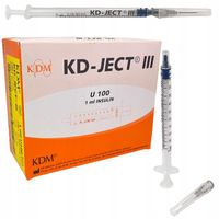 STRZYKAWKI INSULINOWE 1ML IGŁA NAKŁADANA 0,40x12mm U100 100szt. KDJECT KDM