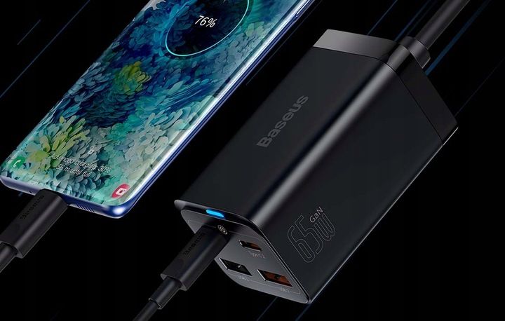 BASEUS SZYBKA ŁADOWARKA ZASILACZ LISTWA GAN3 4X USB-C USB-A 65W KABEL 1,5M zdjęcie 12