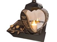 MĄŻ MĘŻOWI ZNICZ LAMPION NA GRÓB SERCE ZŁOTO SKOS SENTENCJA+ ŚWIECA