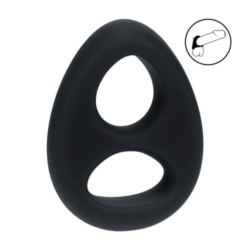 double liquid silicone cock and ball ring - black na Arena.pl