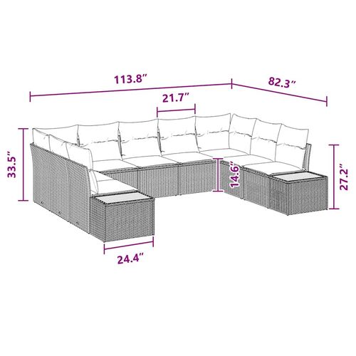 Zestaw Sof na Ogród z poduszką 9 pcs Czarny Polirattan na Arena.pl