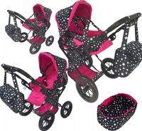 WÓZEK DLA LALEK SPACERÓWKA GONDOLA 3w1 DUŻE KOŁA