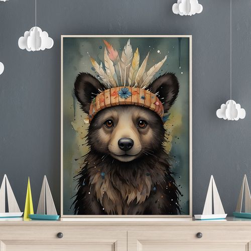 Plakat dla dziecka miś Indianin 40x50 cm na Arena.pl