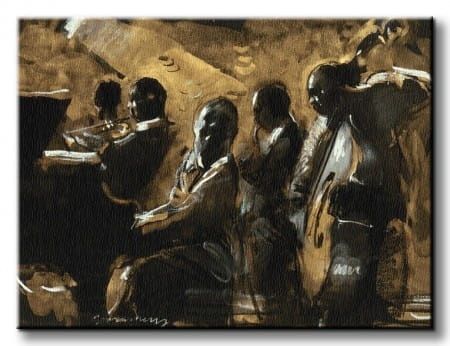 Blues On Gold - Obraz na płótnie 80x60 cm na Arena.pl