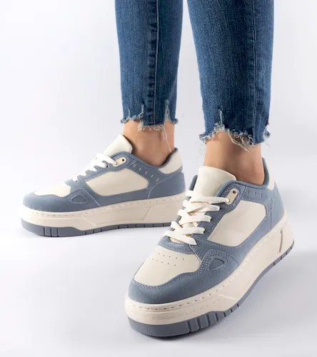 Niebiesko-białe sneakersy na platformie Pomona 36 na Arena.pl