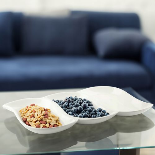 PÓŁMISEK PORCELANOWY TRÓJDZIELNY NA SOSY PRZEKĄSKI SŁODYCZE OWOCE 28X17CM na Arena.pl