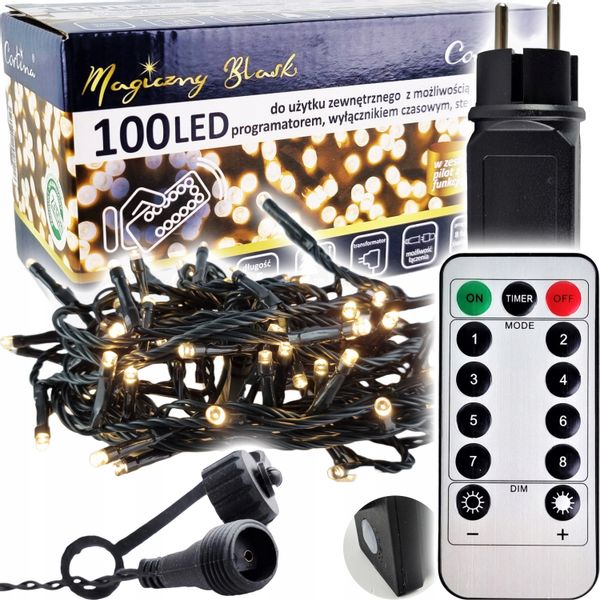 LAMPKI CHOINKOWE 100 LED TIMER STEROWANIE PILOTEM zdjęcie 1