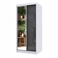 Szafa przesuwna dwudrzwiowa PARIS 100 cm lustro+ grafitowy połysk