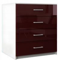 Komoda Do Salonu Na Ubrania 4 Szuflady Lana Bordo Połysk