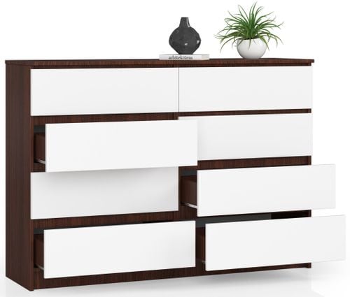 KOMODA K 140 cm 8 SZUFLAD WENGE / BIAŁA na Arena.pl