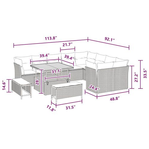 Zestaw Sof na Ogród 12 pcs Czarny polirattan na Arena.pl