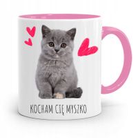 Kubek Różowy Na Walentynki Kocham Cię Myszko Z Nadrukiem Ze Zdjęciem