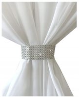 Ozdoba opaska upięcie do firany zasłony CYRKONIE 4x30 cm z rzepem GLAMUR