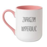 KUBEK "ZAPRASZAM WYPIERDALAĆ" Wzór - Elegant Biało-Różowy 330 ml