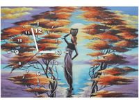 60CM 40CM ZEGAR OBRAZ AFRYKAŃSKA DZIEWCZYNA KOSZEM DRUK PŁÓTNO RAMA