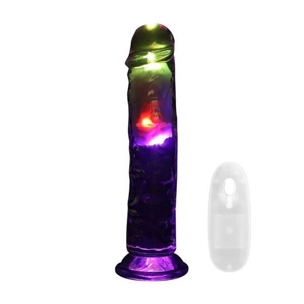 Led Vibrating Straight Cock - 20 Cm - Transparent zdjęcie 1