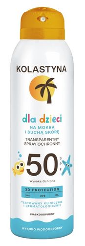 KOLASTYNA SPRAY OCHRONNY DLA DZIECI NA MOKRĄ I SUCHĄ SKÓRĘ SPF50 150ML na Arena.pl
