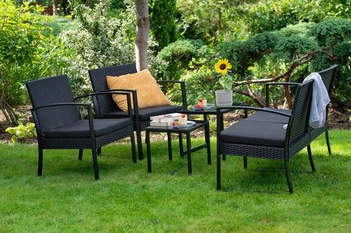 Zestaw mebli ogrodowych RODOS 5 elementów kanapa 2 fotele 2 stoliki na Arena.pl