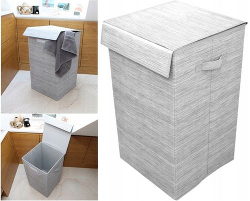 Kosz na pranie 74 l z pokrywą duży pojemnik na bieliznę przenośny na Arena.pl