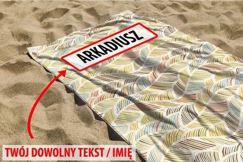 RĘCZNIK Kolorowe listki z twoim dowolnym tekstem 150x70cm 029H na Arena.pl