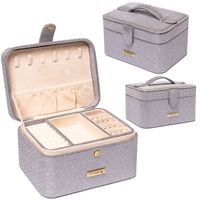 szara szkatułka na biżuterię zamykana zamkiem magnetycznym - peterson