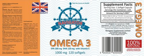 OMEGA 3 120kaps EPA 120mg DHA 180mg + WITAMINA E na Arena.pl