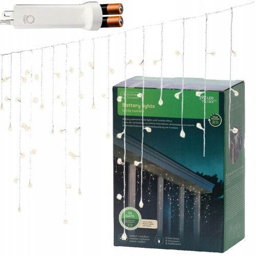 Lampki SOPLE Kurtyna 192 LED zewnętrzne na budynek okno rynne BATERIE 7m na Arena.pl