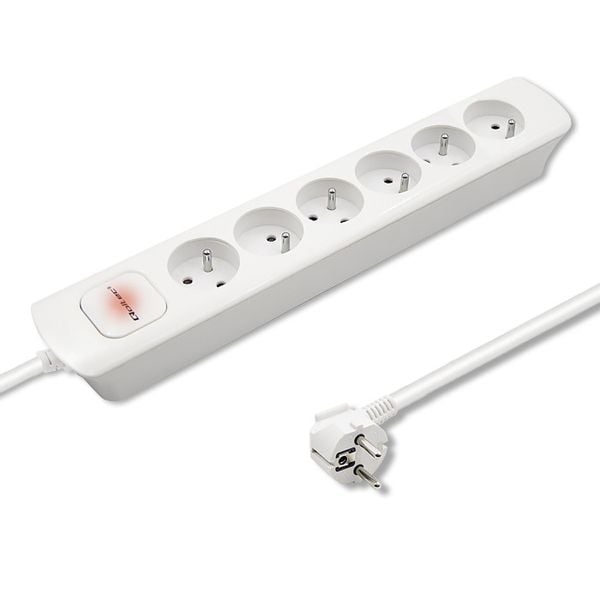 Qoltec Listwa zasilająca | 6 gniazd | 1.8m | Biała zdjęcie 2