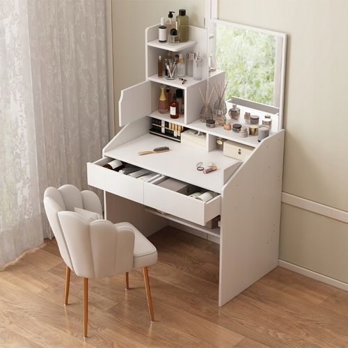 TOALETKA Z LUSTREM BIAŁA DO MAKIJAŻU GLAMOUR Z SZUFLADAMI STYL na Arena.pl