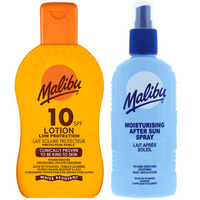 Malibu SPF10 Ochronny Balsam 200ml + Balsam W Sprayu Po Opalaniu 200ml