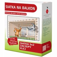 ZESTAW SIATKA NA BALKON DLA KOTA PTAKI GOŁĘBIE 2X3 OCZKO 50mm BEZ WIERCENIA