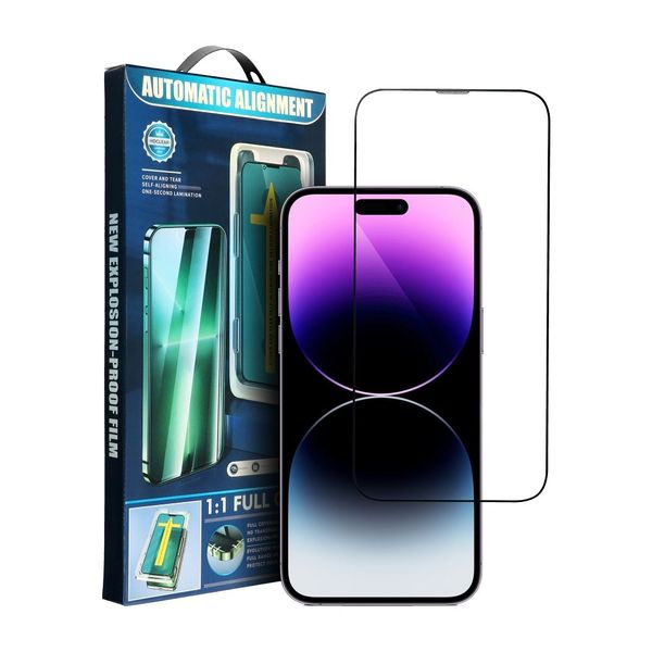 5D Full Glue Tempered Glass - do iPhone 16 czarny + aplikator zdjęcie 1